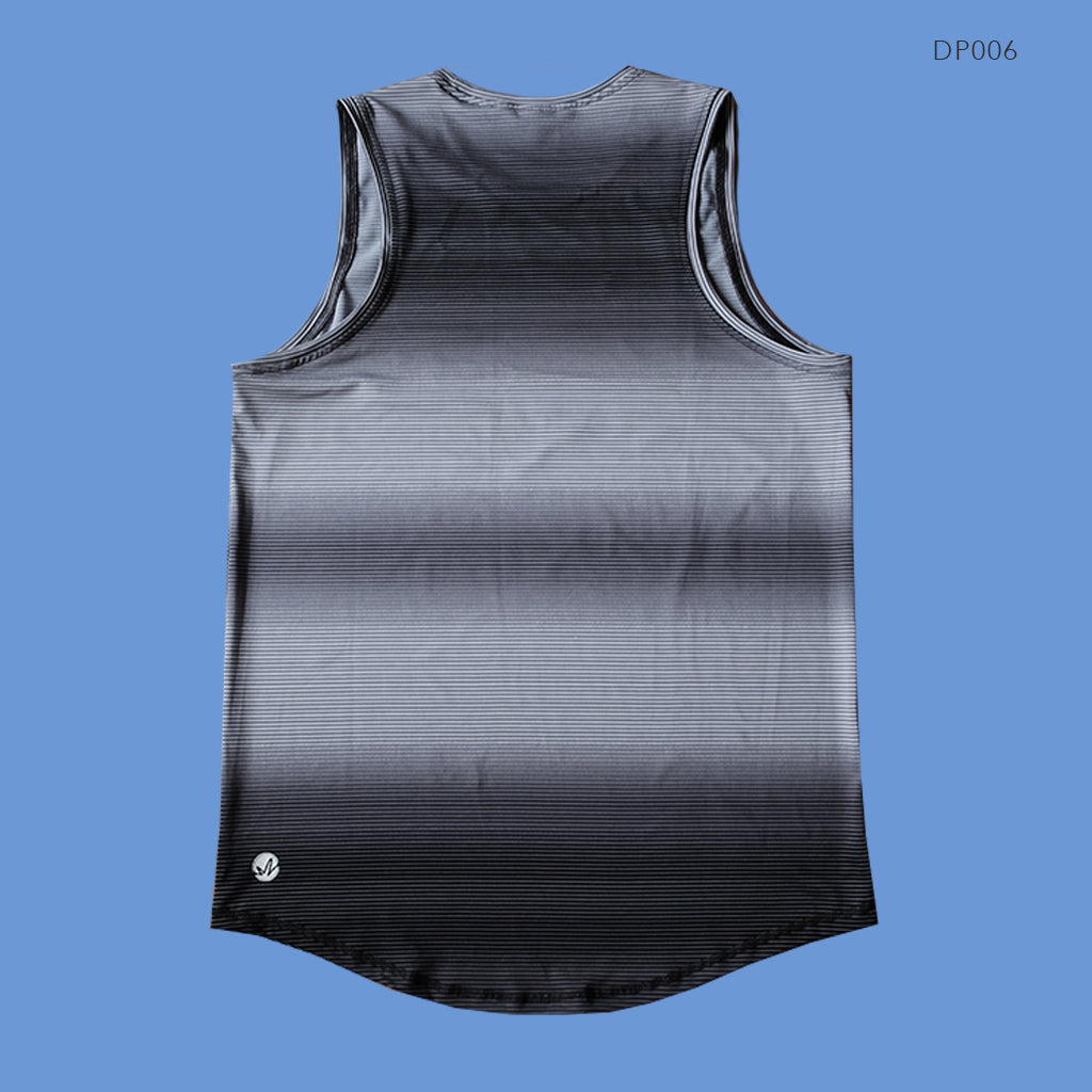 Black Pinstripe Ombre Drape Singlet