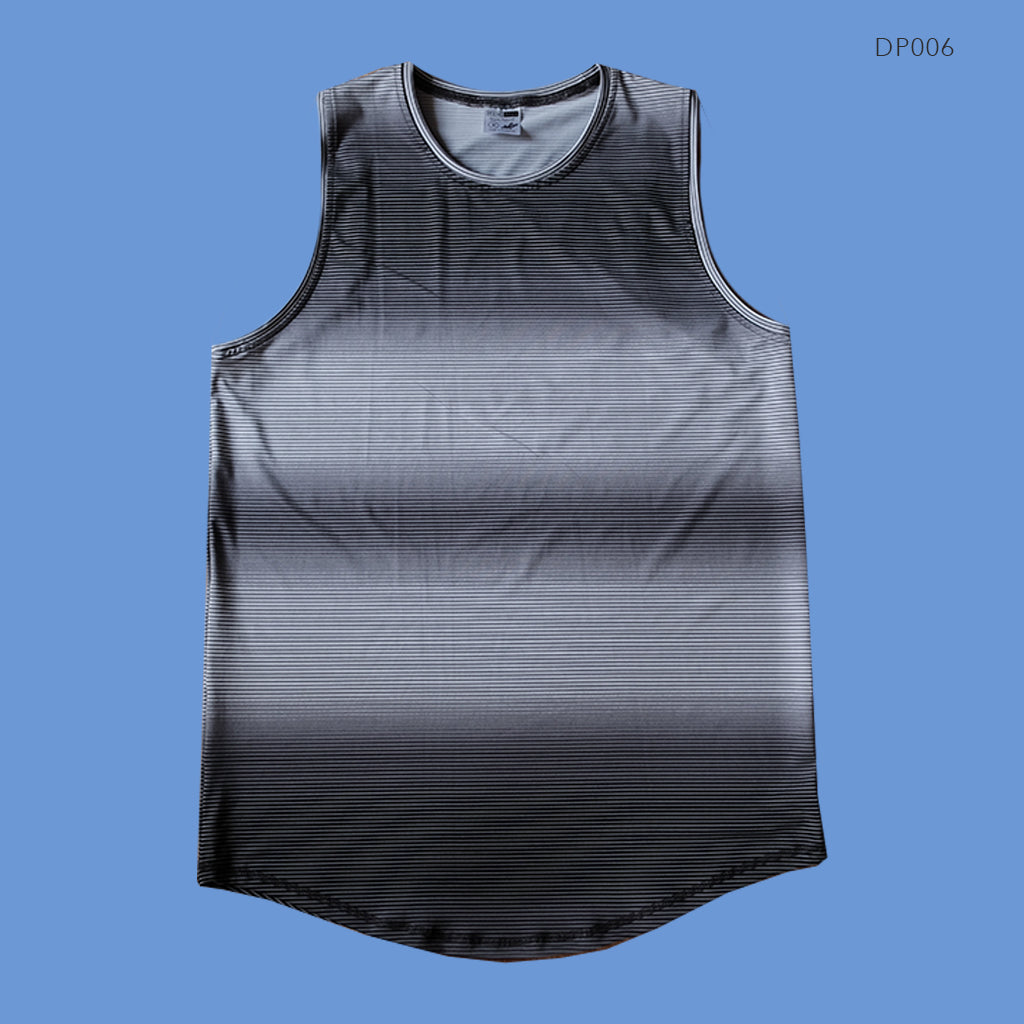 Black Pinstripe Ombre Drape Singlet